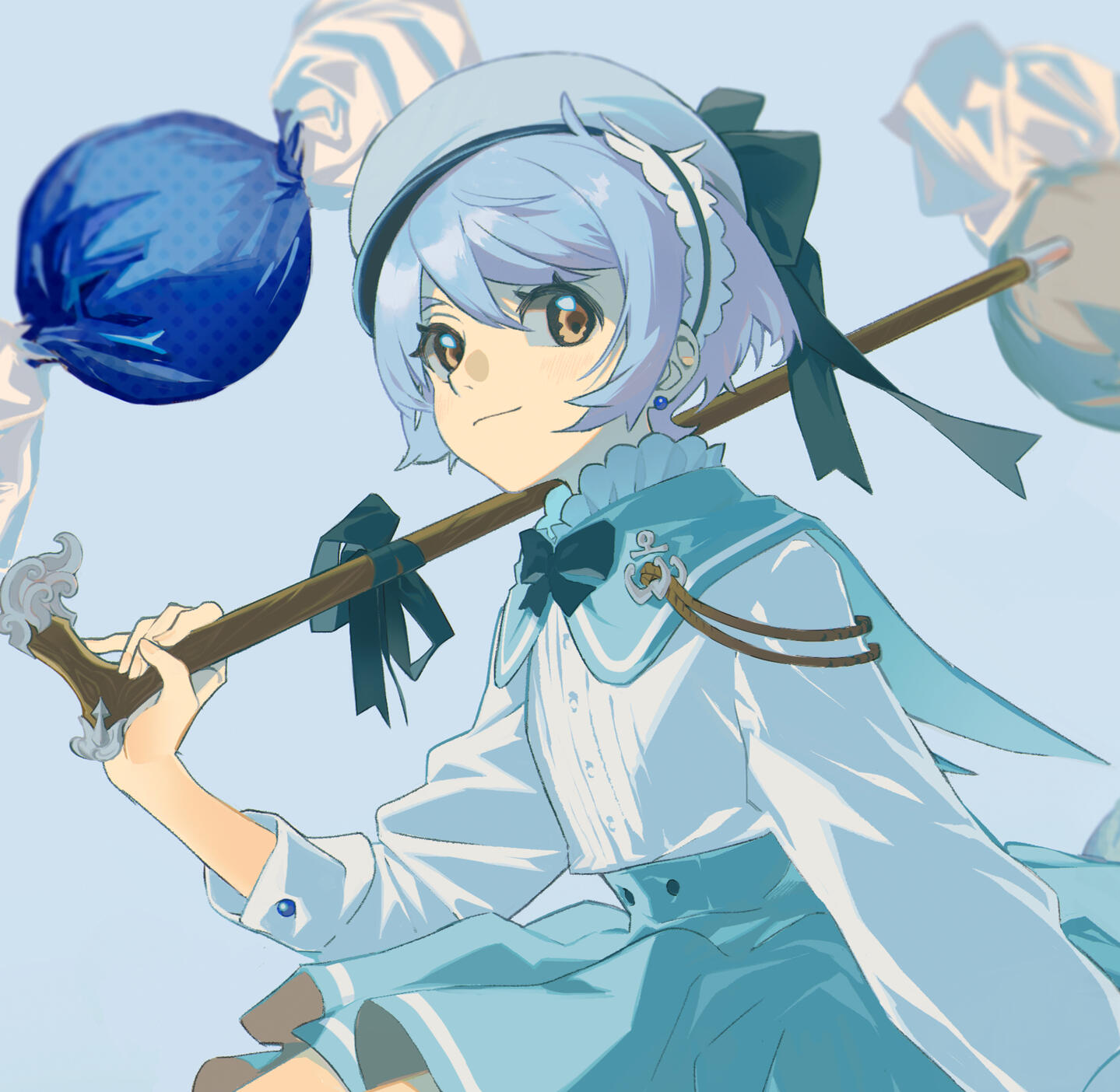 nessiesu header Sailor Girl with short hair and navy hat, smiling to the camera